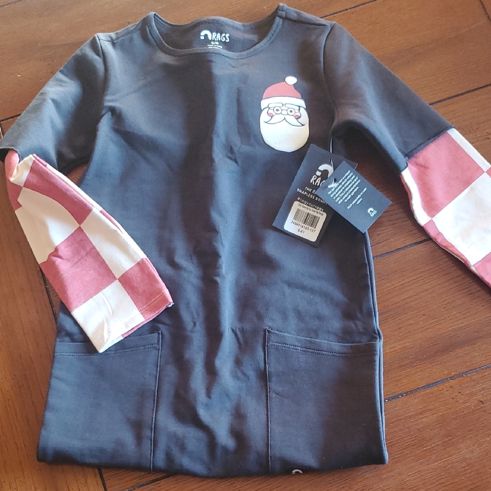 RAGS Kids Santa Bodysuit - Black and Red